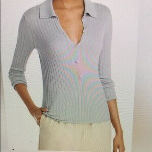 ❤️ VINCE SILK / ITALIAN WOOL RIBBED POLO PULLOVER SWEATER TOP, XS